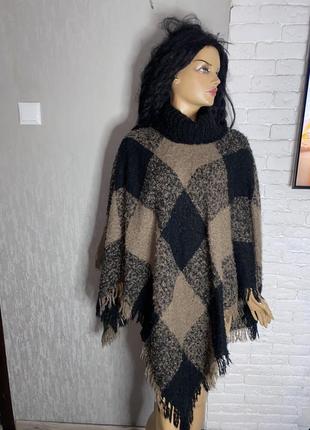 Пончо накидка у клітинку букле studio, one size