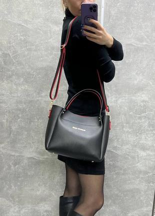 Комплект женская сумка + клатч черная zara9 фото