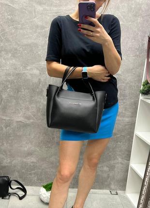 Комплект женская сумка + клатч черная zara7 фото