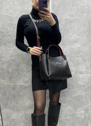 Комплект женская сумка + клатч черная zara10 фото