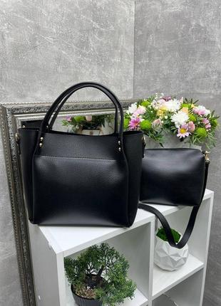 Комплект женская сумка + клатч черная zara2 фото