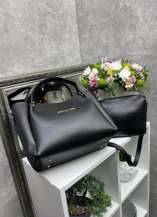 Комплект женская сумка + клатч черная zara6 фото