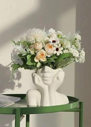 Кашпо вазон обличчя з руками для сухоцвітів кашпо обличчя з руками для квітів органайзер обличчя
