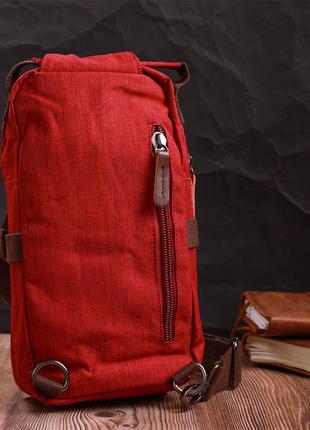 Стильная плечевая сумка для мужчин из плотного текстиля vintage 22189 бордовый7 фото