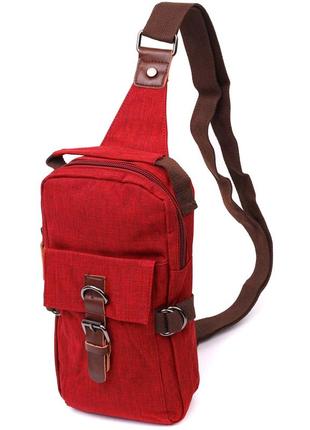 Стильная плечевая сумка для мужчин из плотного текстиля vintage 22189 бордовый