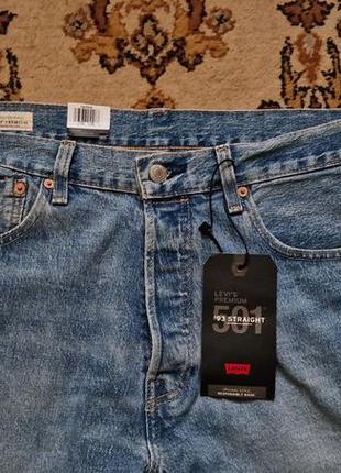 Брендові фірмові демісезонні зимові котонові стрейчеві джинси levi's 501 '93 premium,оригінал із сша, нові з бірками, розмір w34 l34.5 фото