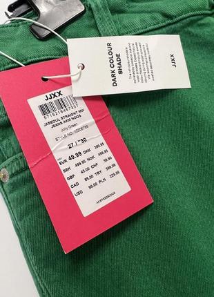 Зеленые плотные качественные коттоновые прямые джинсы straight mid waist jjxx10 фото