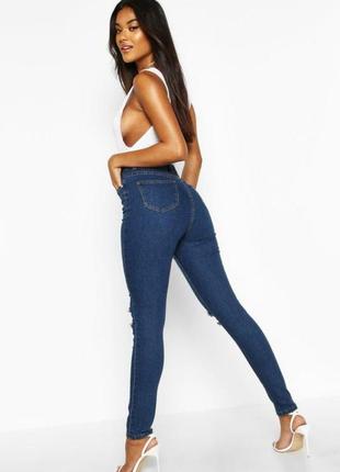 Женские джинсы скинни высокая посадка с рванками2 фото