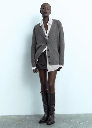 Кардиган zara свитер серый зеленый