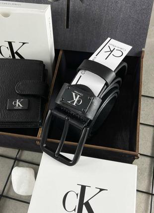 Подарочный мужской набор calvin klein кожаный ремень и кожаный кошелек в подарочной упаковке3 фото