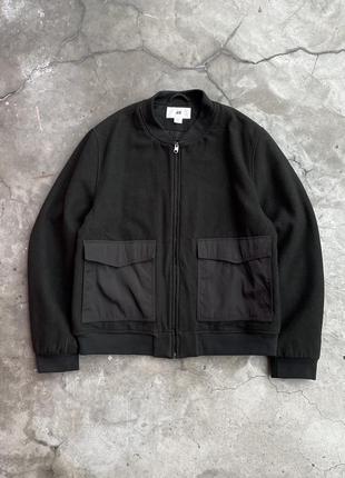 H&amp;m vintage y2k woolen bomber khaki jacket japanese style