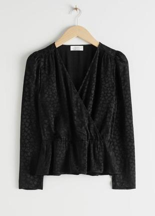 Блуза &amp; other stories jacquard ruffled wrap blouse / 34