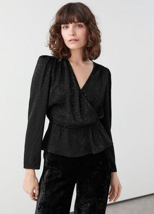 Блуза &amp; other stories jacquard ruffled wrap blouse / 342 фото