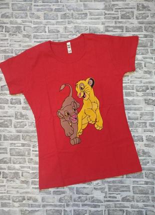 Женская футболка король лев цвет красный всего 80 грн