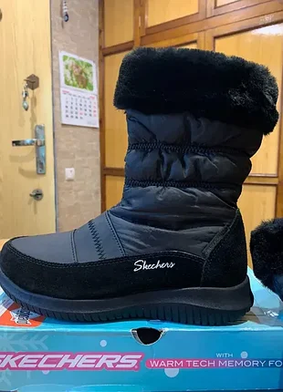 Женские утепленные сапоги skechers ultra flex (сапоги-дутики)
