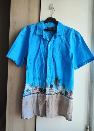Сорочка гавайська літня гавайка рубаха гавайская рубашка пальмы в пальмах1 фото
