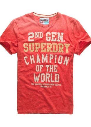 Яркая футболка красного цвета с фирменным принтом superdry made in turkey, 💯 оригинал