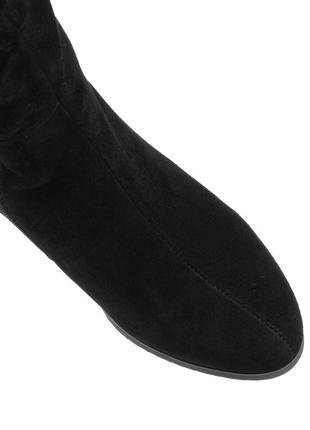 Сапоги женские замшевые зимние с мехом,на среднем удобном каблуке черные 1667ц7 фото