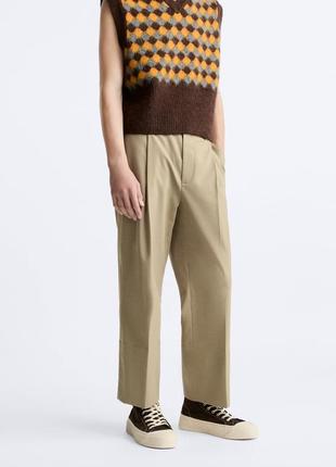 Широкі бежеві брюки zara new