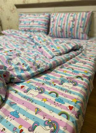 Постільна білизна полуторна єдинорожки