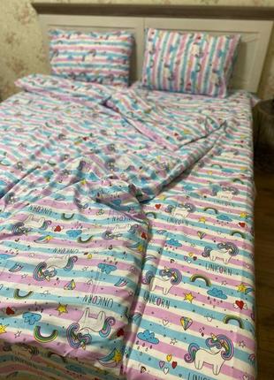 Постільна білизна полуторна єдинорожки