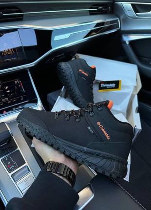 Чоловічі кросівки columbia firebanks mid trinsulate all black orange termo -21