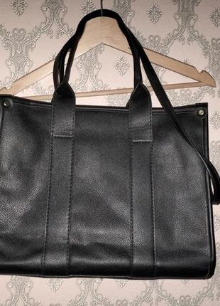 Женская черная кожаная сумка эко кожаная
