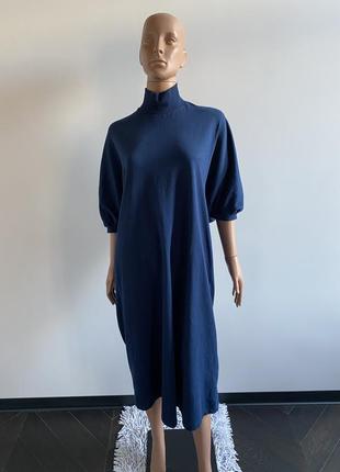 Бавовняна темно-синя сукня2 фото