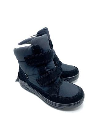 Оригинальные детские зимние сапоги кожаные с утеплением и системой gore tex. от бренда ecco1 фото