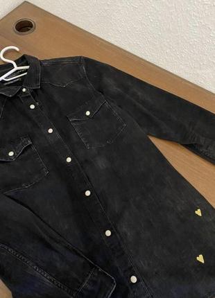 Оригинальная черная графитовая рубашка джинсовая стильная scotch&amp;soda потерта2 фото