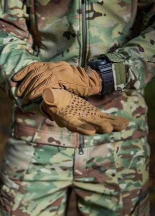 Демісезонні рукавиці з кісточками soft shell койот