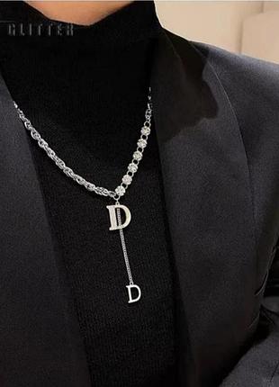 Чокер ланцюжок з великими цирконами трендова прикраса