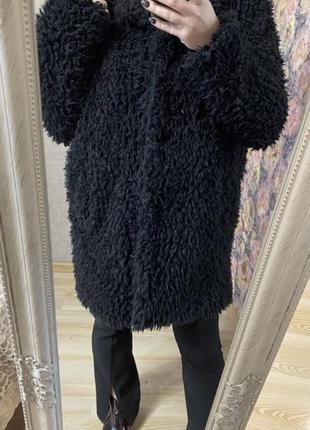 Чёрная стильная мягчайшая шубка - пальто оверсайз 52-56 р