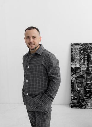 Сіра чоловіча піжама в клітинку