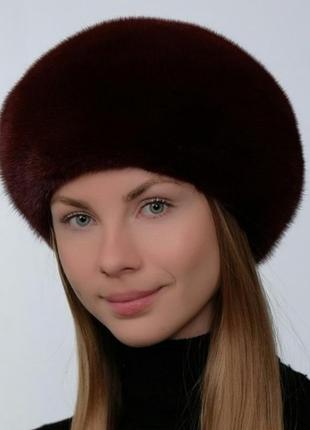 Норковый берет, натуральный мех.