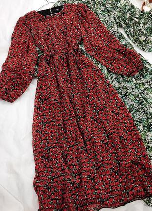 Сукня міді в червоний квітковий принт next1 фото