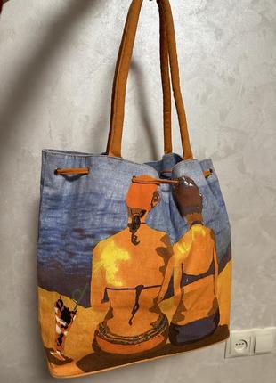 Пляжная сумка шоппер под стиль рюкзака4 фото