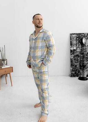 Пижама мужская из фланели рубашка и штаны