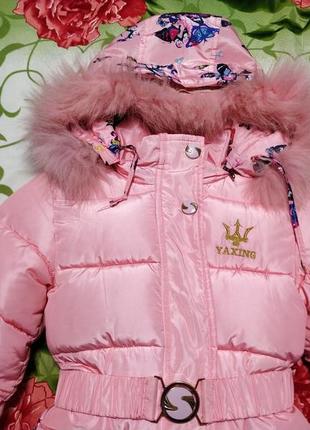 Очень теплая зимняя куртка для худи девочки 5-7 лет2 фото