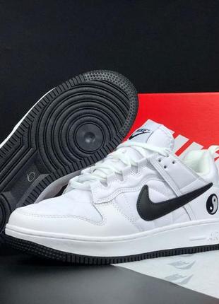 Nike air force cpfm 1 кроссовки мужские термо кожаные на флисе ботинки низкие осенние зимние евро зима водонепроницаемые отличное качество белые с черным6 фото