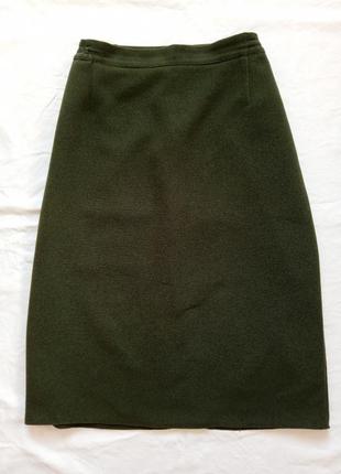 Спідниця тепла зимова пряма хаки олівець юбка карандаш миди пряма зелена хакі приталена розмір 44 46