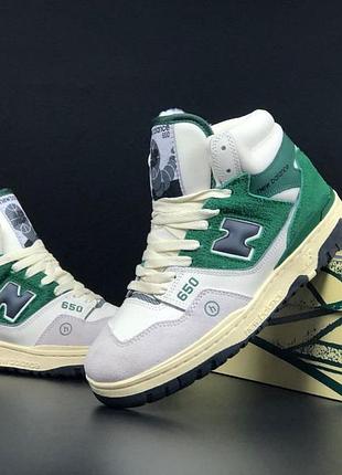 Зимові високі жіночі шкіряні кросівки з хутром в стилі new balance 650 🆕 зимові нью баланс