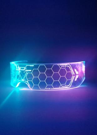 Окуляри що світяться в стилі cyberpunk,led окуляри,окуляри холодний неон,люмінесцентний2 фото
