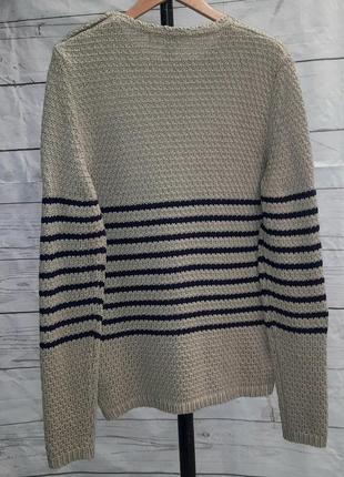 Чоловічий бежевий пуловер в смужку denim couture7 фото