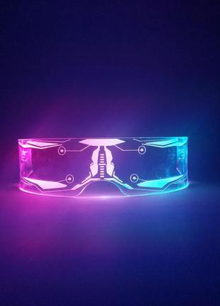 Окуляри що світяться в стилі cyberpunk,led окуляри,окуляри холодний неон,люмінесцентний4 фото