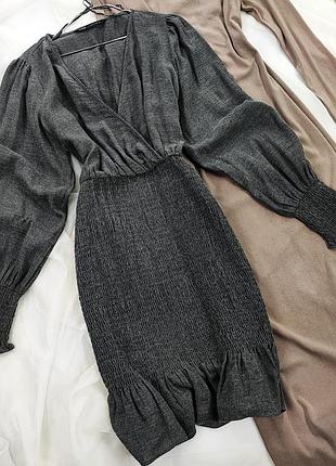 Сіра сукня з імітацією запаха zara