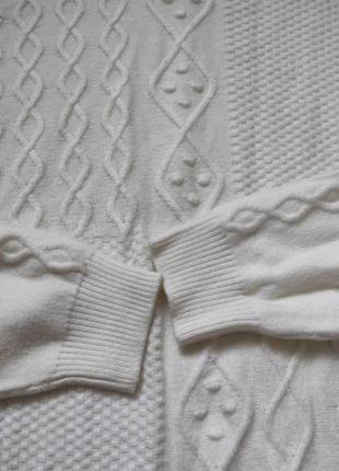Вязаный белый свитер элегантный пуловер с воротником джемпер на осень и зиму7 фото