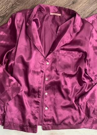 Фиолетовая атласная пижама1 фото