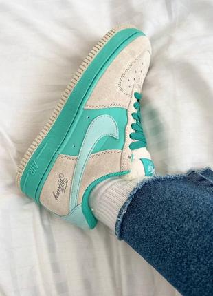 Женские кроссовки nike air force 1 low tiffany rainbow x af grey blue найк форсы