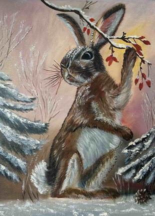 Картина маслом «заяц»